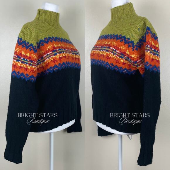Rare Vintage Fair Isle Wool Sweater ASO Monica Gellar Friends Turtleneck - Picture 4 of 7